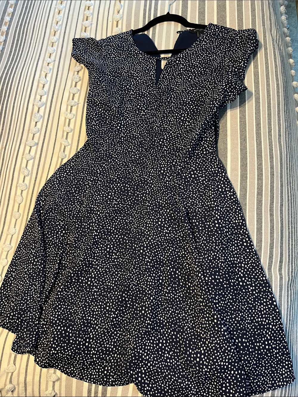 Banana Republic Navy and White Polka Dot Midi Dress